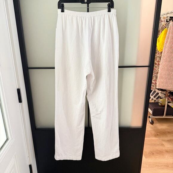 Soft Surroundings Pants Women’s Large L 10 White Straight Leg Cotton Pull On - Picture 5 of 13